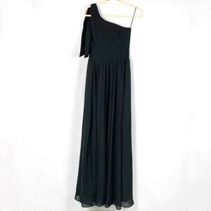 Dress the Population Maxi Dress Black One‎ Shoulder Chiffon Gown Sz XS Women